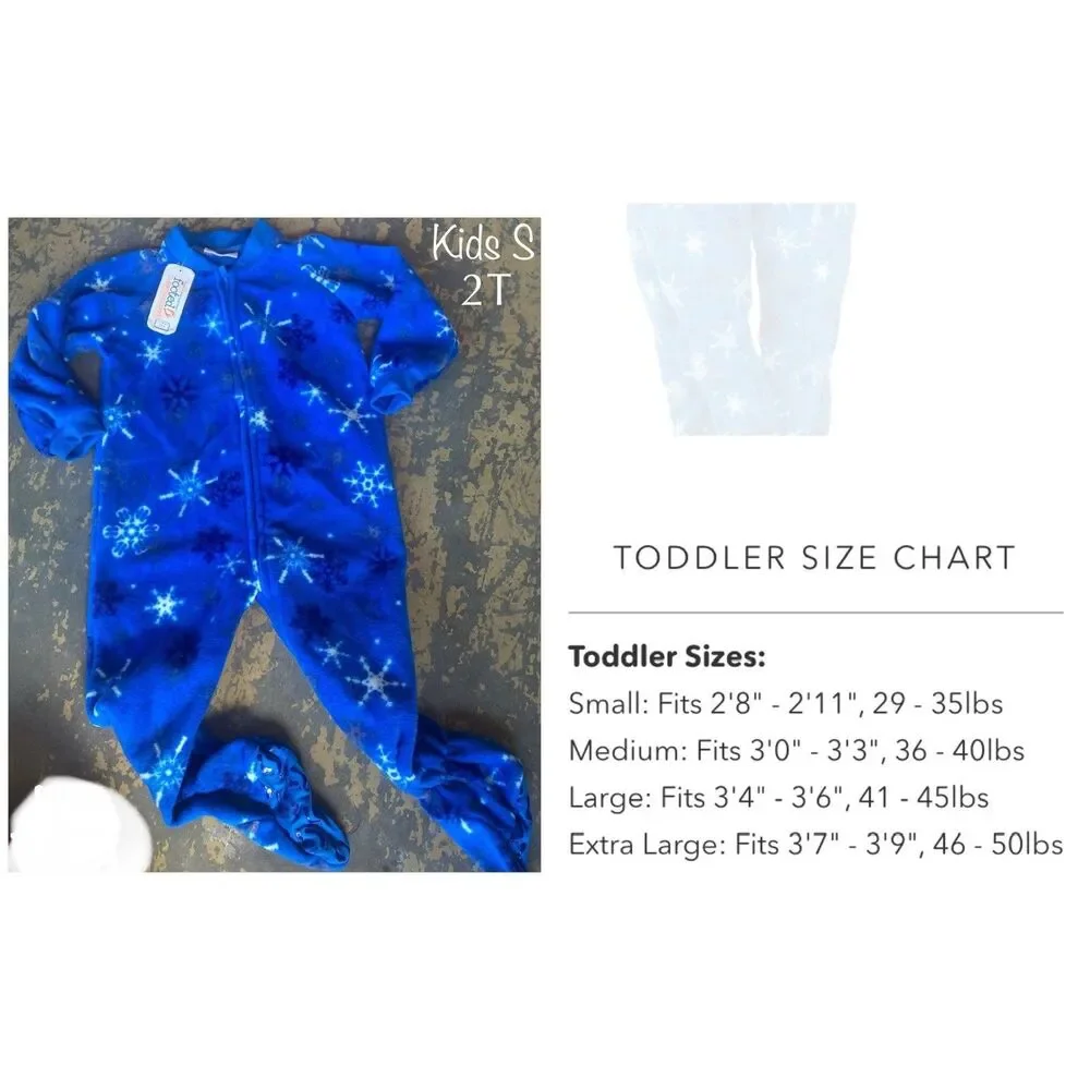 Footed Pajamas Blue Snowflake Fleece One Piece Sleeper Size S 2T